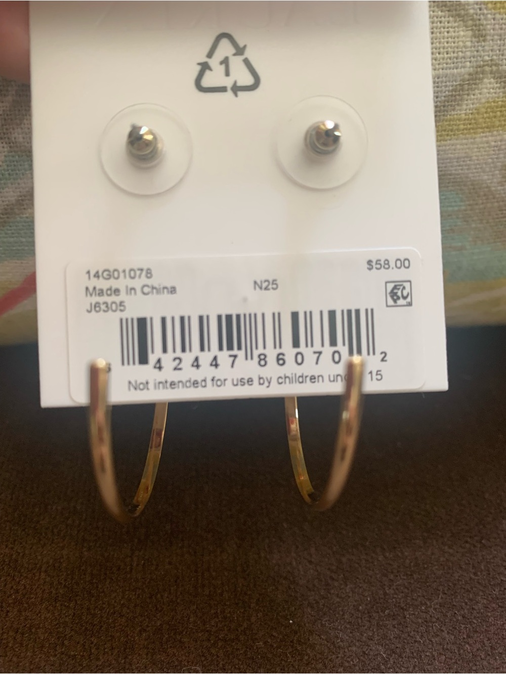 Lauren Ralph Lauren Gold Hoop Earrings with CZ Studs NWT - Picture 2 of 3